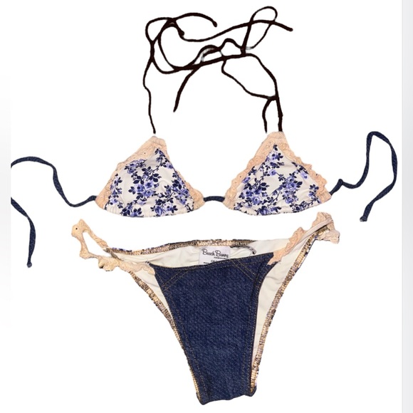 SUPER RARE Beach Bunny Floral Denim